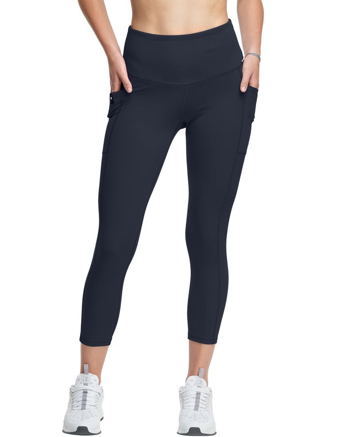 Champion Dame Leggings Mørkeblå - Absolute 3/4 Pocket - Danmark UKV-351607